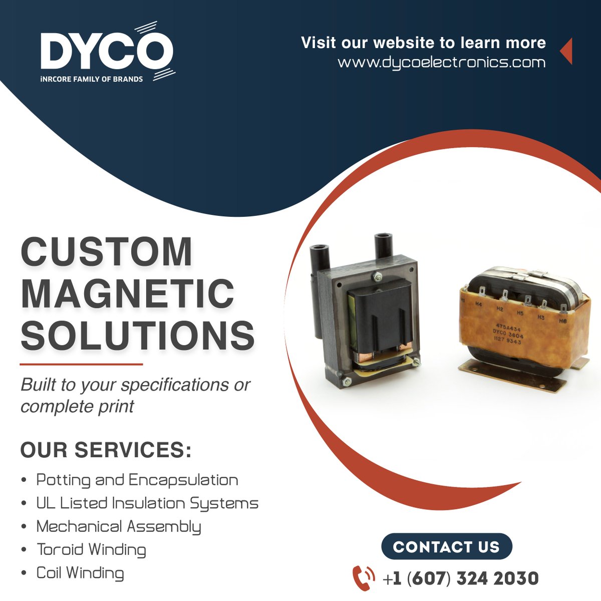 DycoElectronics's tweet image. DYCO manufactures &amp;amp; assembles a full range of #custommagnetics &amp;amp; #electronics, filling any size order, from one-off to high volume. We offer a wide range of services to meet your unique specifications including #coil winding, #toroid winding, &amp;amp; more!

bit.ly/3q9xylp