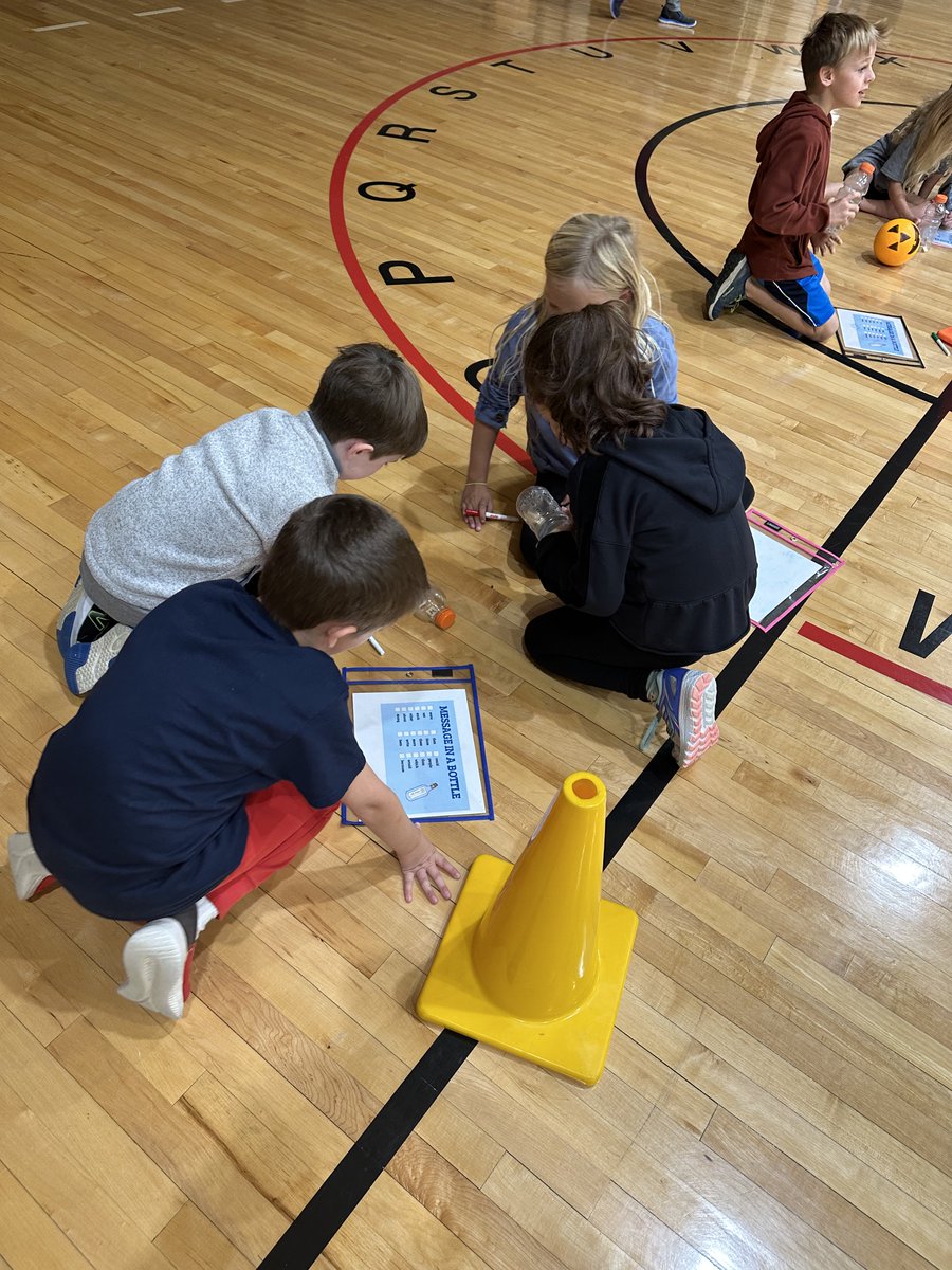 DavidsonvillePE's tweet photo. @DES2ndGrade combining rolling a ball, sprinting and spelling in one of our favorite games "Message in a Bottle" @DESAACPS *roll the ball, knock over a bottle, unscramble the word, mark if off the list, repeat!* https://t.co/8y6L3jnksq