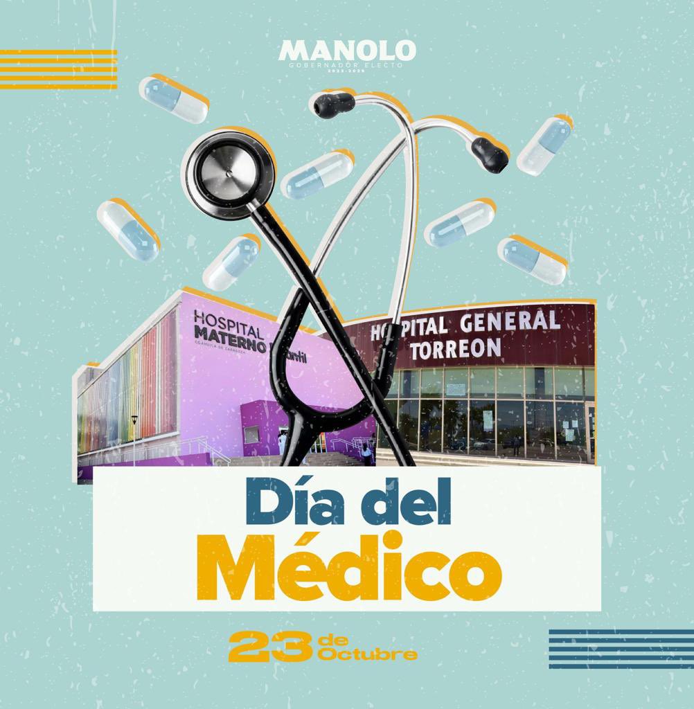 Este Día del Médico y la Médica reconocemos a todo el personal que todos los días, con compromiso y pasión, brindan la mejor atención a la ciudadanía. ¡Gracias por su gran labor! #PaDelanteCoahuila #ManoloGobernador