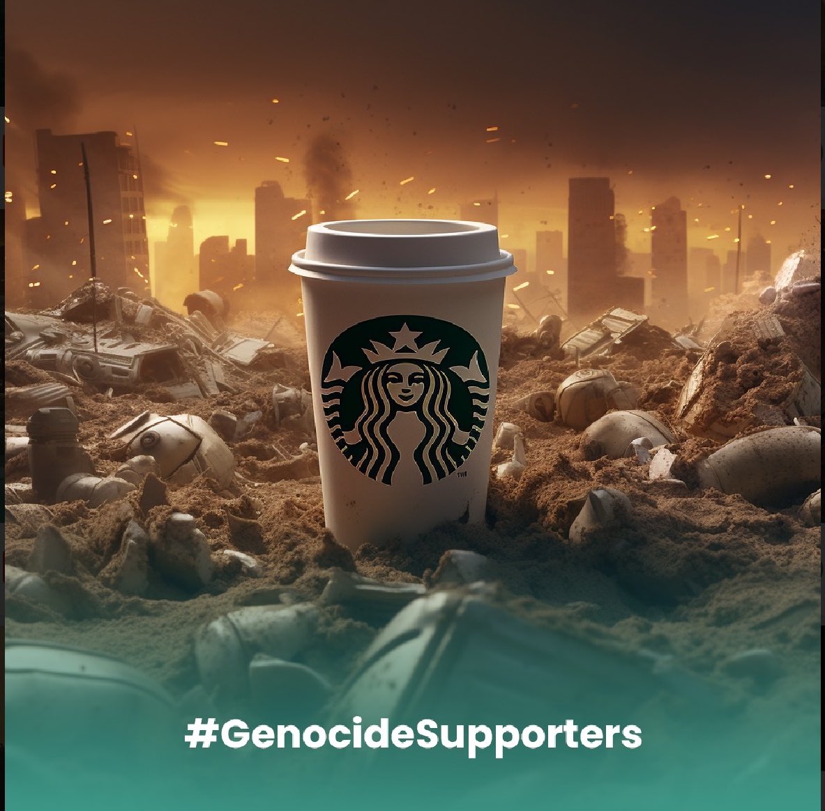 Aldığınız her kahve bir evi çocukların başına yıkıyor! #GenocideSupporters