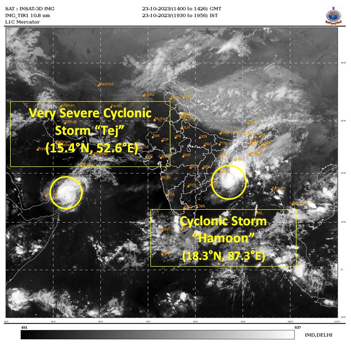 Twin cyclones in #Indian seas after 2018 #cyclonehamoon #CycloneTej