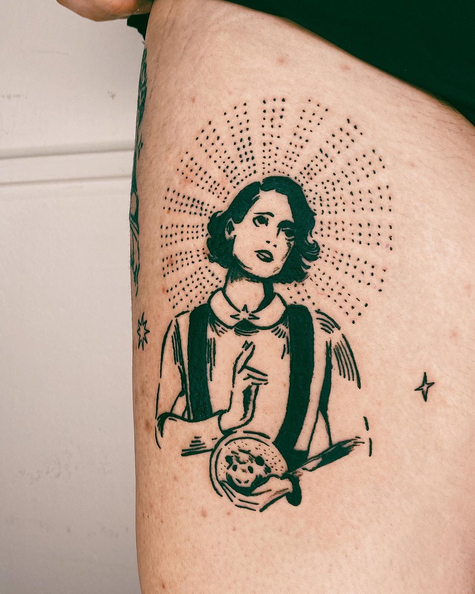 julhaprux's tweet image. nossa senhora do sacrilégio uma tattoo de fleabag