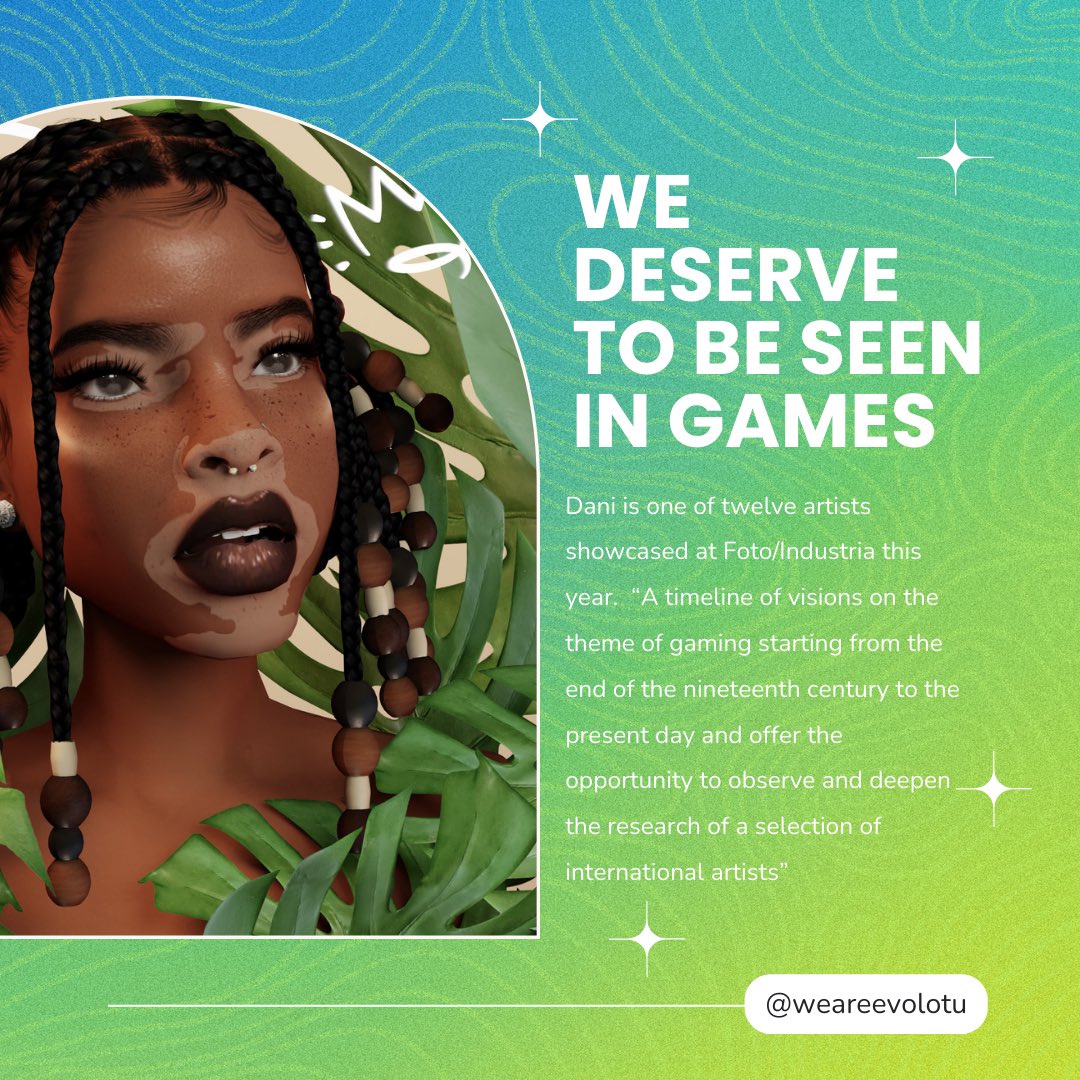 weareevolotu's tweet photo. Representation matters ✨ Dani’s exhibition is a direct message to the gaming industry showing how important it is for those often excluded to see themselves off &amp; on screen 🎮🖥️

@Ebonix @FotoIndustria 

#evolotu #ebonix #dei #diversityandinclusion #diversityintech https://t.co/fC0doB1adK