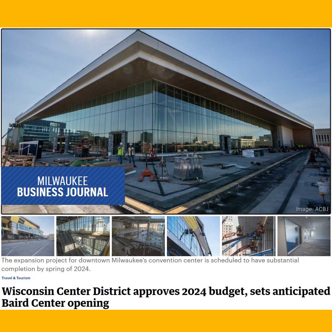 CDSmithInc's tweet photo. 📣 The official opening date to celebrate the $456 million @BairdCenter expansion is May 16th, with a 2024 Grand Opening Gala you don't want to miss✨: https://t.co/aESIxNGbRz!

#buildingmore
.
.
#building
#Wisconsin
#Milwaukee
#construction
#buildingmoreopportunity https://t.co/S2Nfv5dpRs