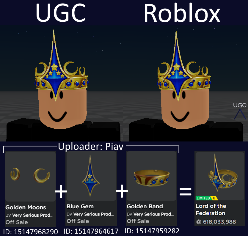 Peak” UGC on X: UGC creator Piav uploaded a 1:1 copy of the limited Dominus  Pittacium in 3 parts. #Roblox #RobloxUGC  / X