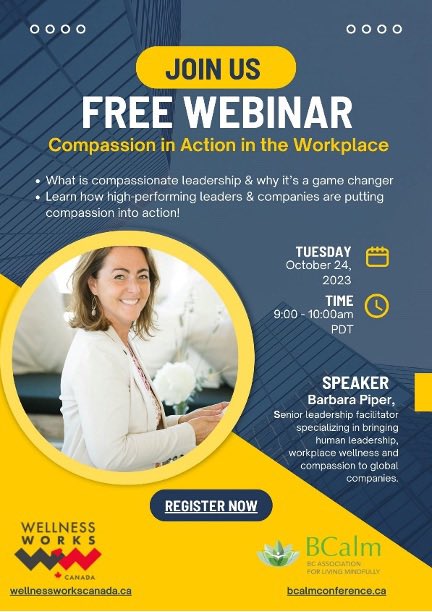 With all that is going on in the world today, I’m looking forward to this free webinar on Compassion in Action. Please join us tomorrow, Oct 24th! Register here: us02web.zoom.us/meeting/regist… #compassion #LeadershipMatters #Mindfulness #resilience