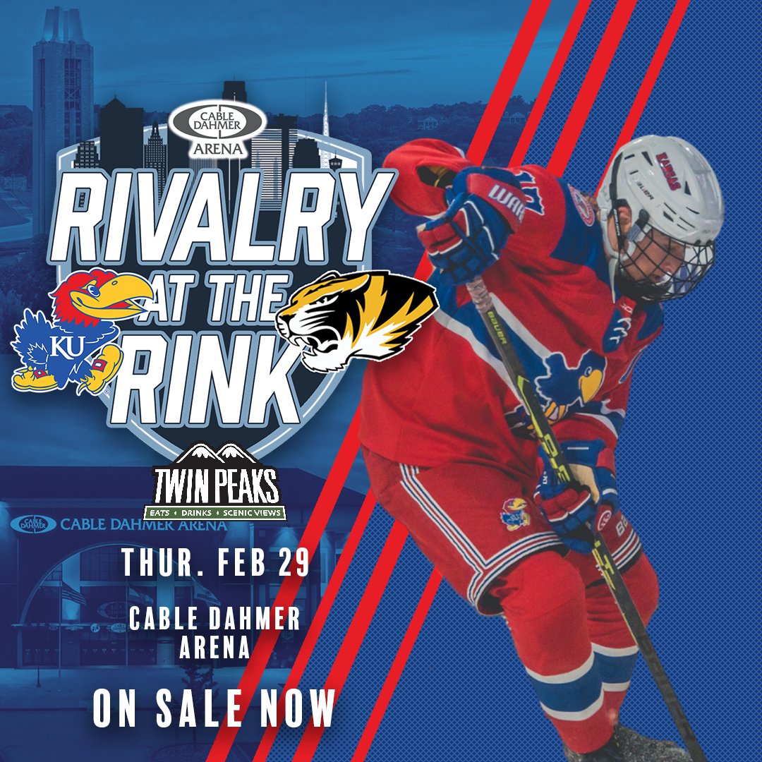 ROCK CHALK JAYHAWK 💙❤️ Rivalry at the Rink presented by Twin Peaks Restaurants is now on sale! Get your tickets now online and through the CDA Loyalty Mobile App: cdarena.info/KUMU2024