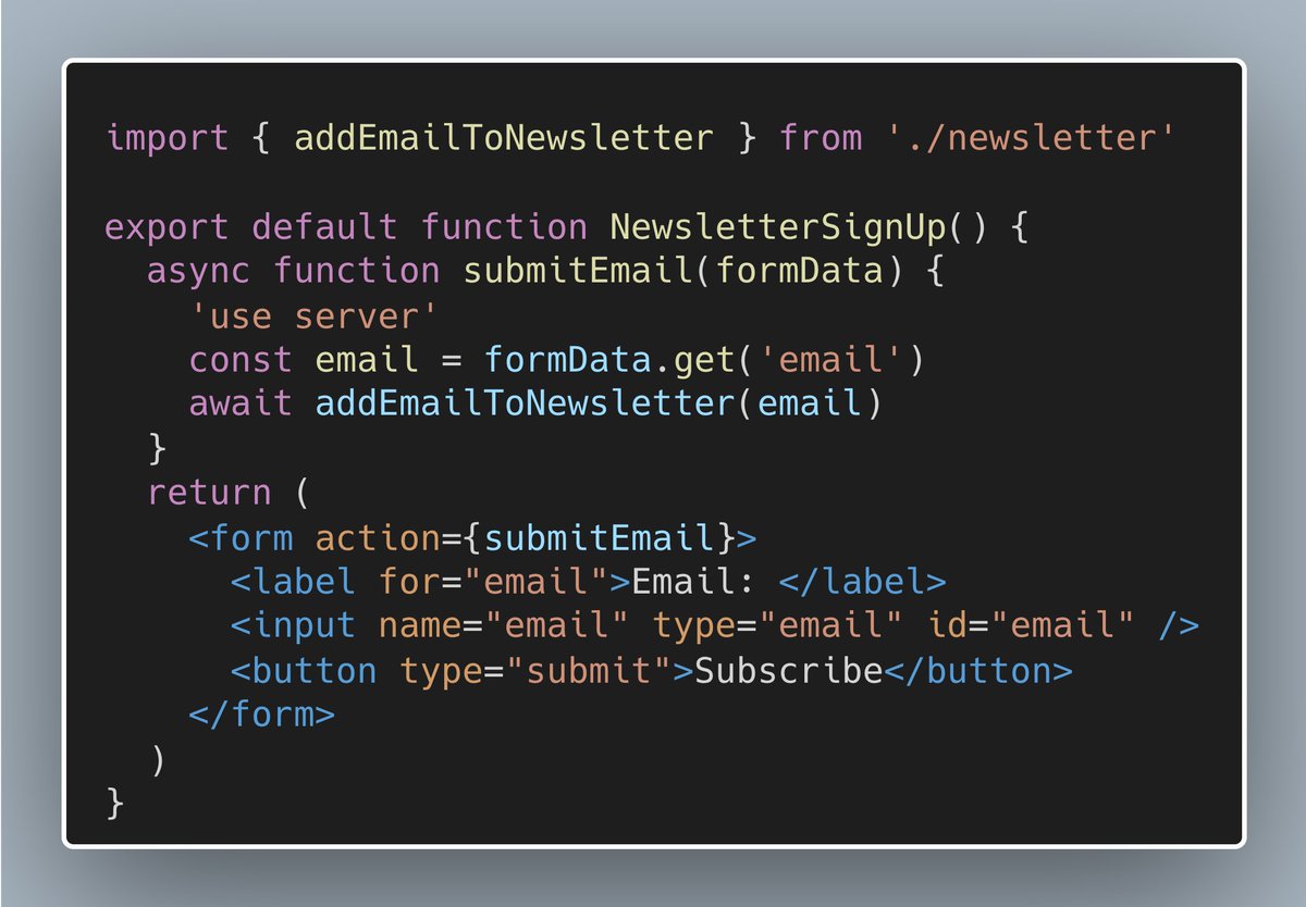 Server Actions are now in React Canary, ready for frameworks and libraries to adopt! Server Actions are functions created alongside your components that run on the server for tasks like data mutations