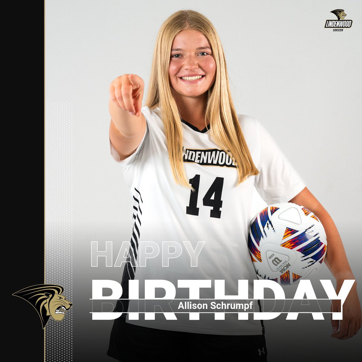 LindenwoodWSOC's tweet photo. Happy Birthday to Freshman Allison Schrumpf! Have an awesome day! 🥳🎊🎉 https://t.co/PZUuDWzkcC