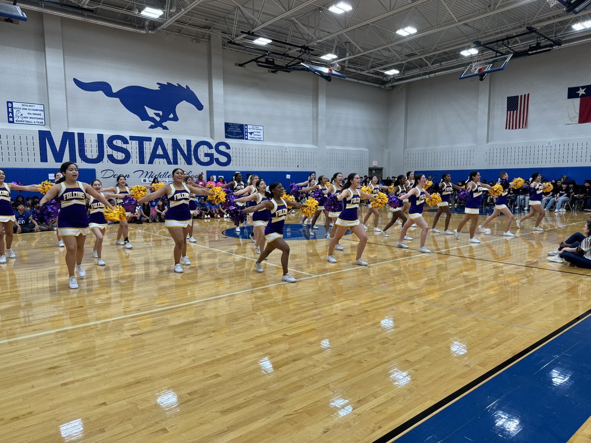 First ever pep rally was a huge success! Thank you to the @jerseyvillagehs Cheer and Gold Dusters and @cypressridgehs Cheer and Dazzlers for being an amazing part of the afternoon!!!