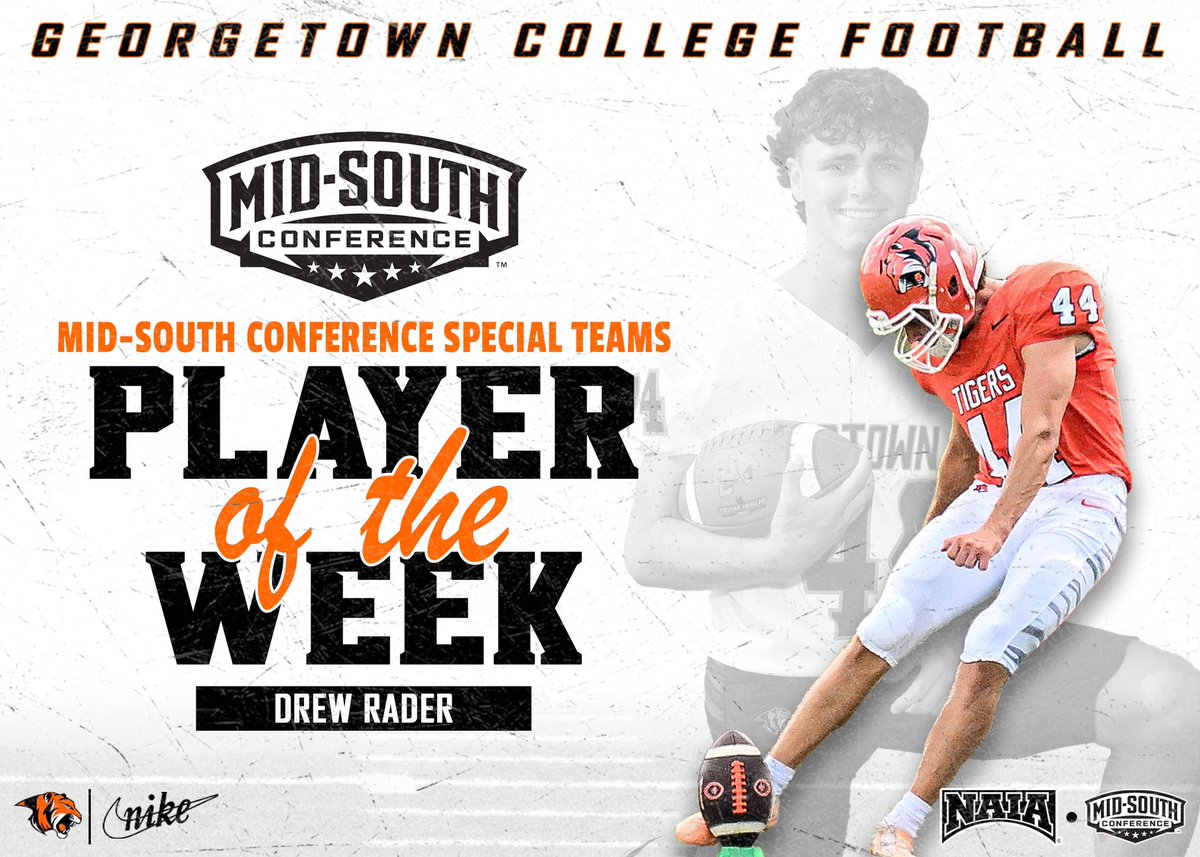 🏆MSC Special Teams Player of the Week🏆
K/P - Drew Rader

#TigerPride🐅 | #1and0