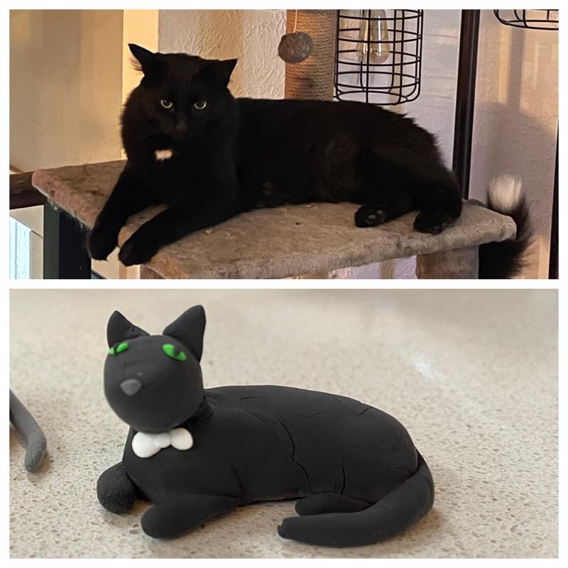 These paw-sitively wonderful clay sculptures were made by Frances, age 9. 🐾 They're modeled after photos of CJ &amp; Bubbles, our Executive Director's cats. You can make clay sculptures of your favorite animals in our Creative Station!

#AirDryClay #ArtByKids #AnimalArt #SpokaneArt