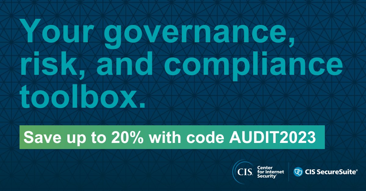 Last chance! Now through October 31, you can save up to 20% on a new CIS SecureSuite Membership using promo code AUDIT2023. bit.ly/40dofNH #cyberstrategy