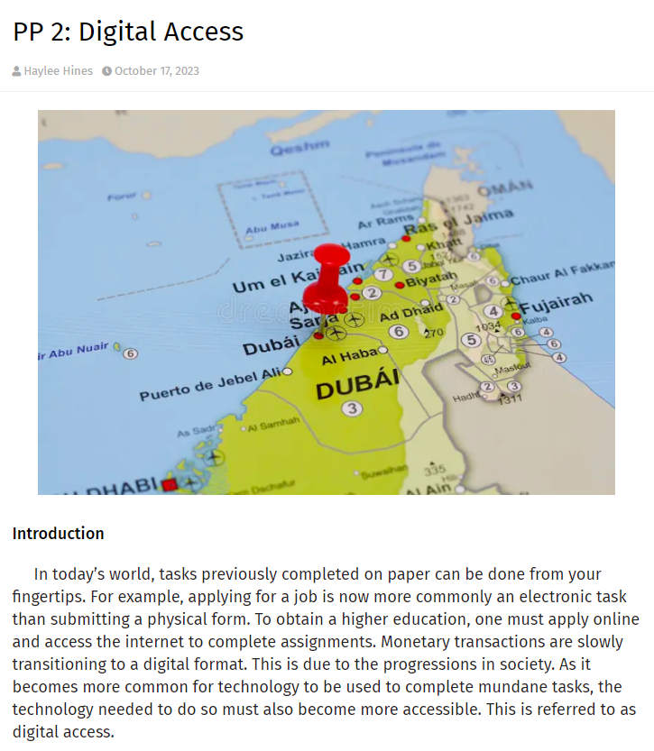 ProfJReppertSAU's tweet photo. #MM4123 - Position Paper 2 (Digital Access) - Day 1, October 23 - MM 4123/International Mass Media - Fall 2023 Example (Haylee Hines) | https://t.co/P4ovhbiAqP https://t.co/CO8dmQ2rKf