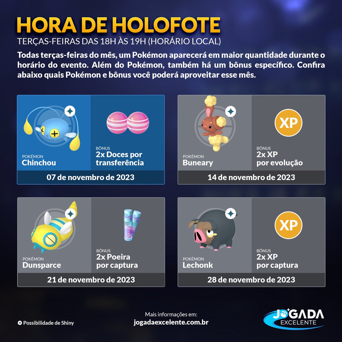 Hora de Holofote com Dunsparce em novembro de 2023