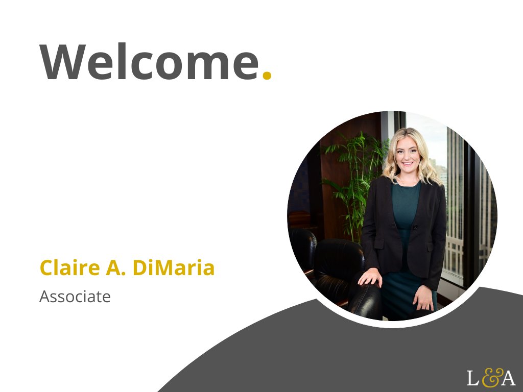 LeakeLLP's tweet photo. L&amp;A welcomes Claire DiMaria.

https://t.co/trV5ayMH7e https://t.co/LWYPxiSRhx