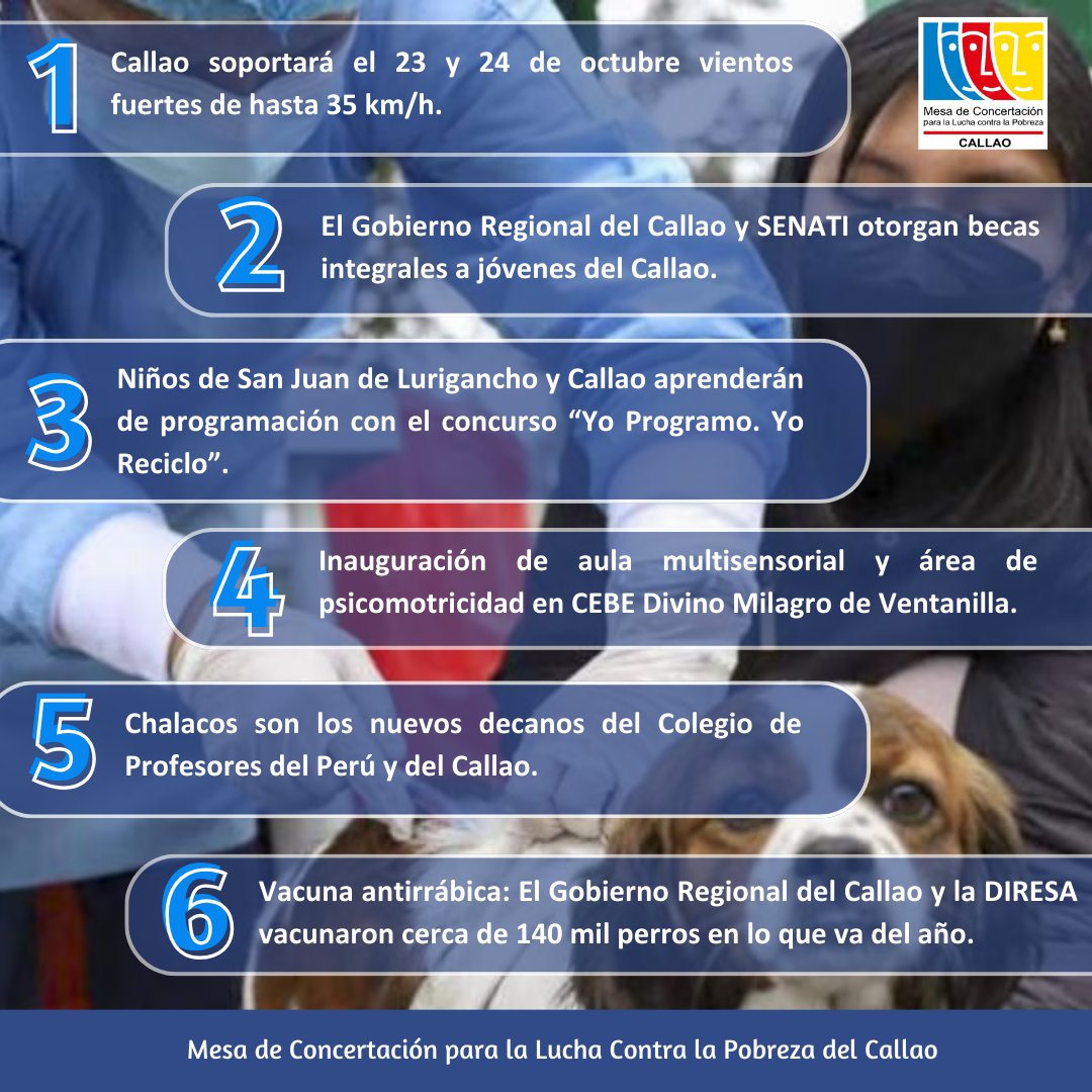 MCLCPCallao's tweet photo. 📲Compartimos "Noticias de la Semana en el Callao", correspondiente a la fecha del 16/10, al 23/10.  Más 👉 https://t.co/vLcWQ0IjJT #MCLCP #SomosEquipoMesa https://t.co/Zb0FmGvoQ5