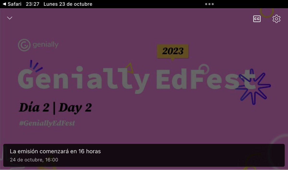 dominrute's tweet photo. #GeniallyEdFest Esperando impaciente para que comience el día 2 del Genially Ed Fest 🙋 https://t.co/UiTELUGRh0