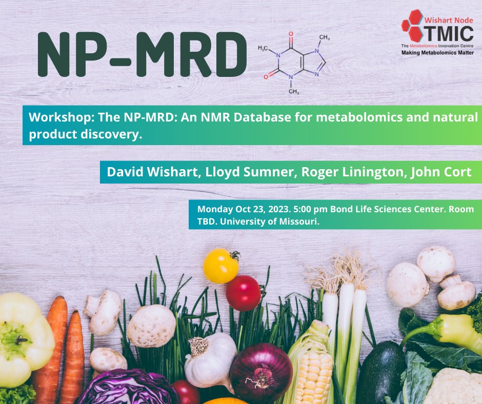 WishartNode's tweet image. #MANA2023 is happening. Join us at our first #workshop TODAY and learn about NP-MRD. Since its launch in 2020, the NP-MRD has grown quickly to become the world&apos;s largest #repository for NMR data on natural products and other #biological substances.
#database #metabolomics
