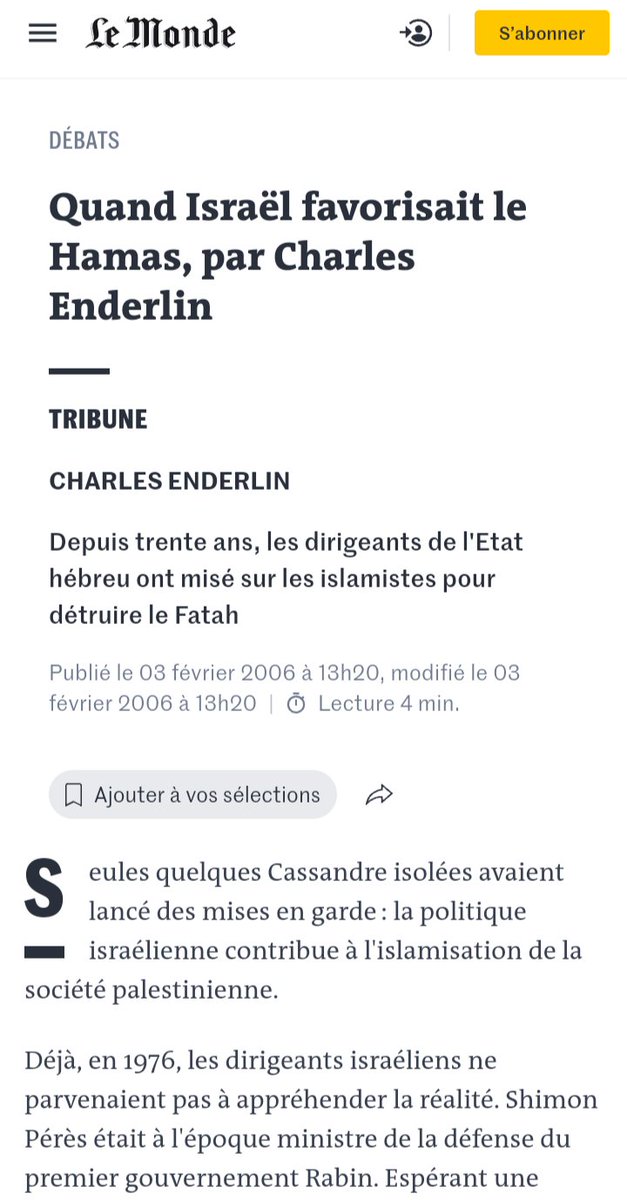 À lire. "Quand Israël favorisait le Hamas", par Charles Enderlin. @charles1045
 lemonde.fr/idees/article/…