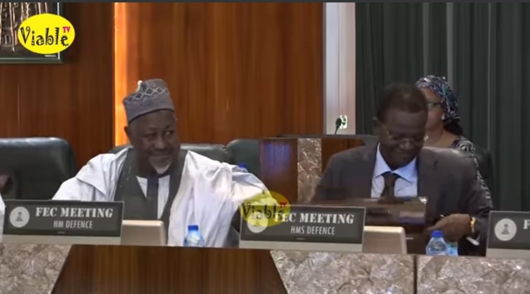 AhmadDanwudil's tweet photo. PHOTOS: Earlier today, The Hon. Minister of State for Defence, Dr. @Bellomatawalle1 MON joined other colleagues and Cabinet Members at the Federal Executive Council (FEC) meeting presided by His Excellency, President Bola Ahmed Tinubu GCFR today, Oct. 23, 2023 at the State House https://t.co/tX8XwF0FQt