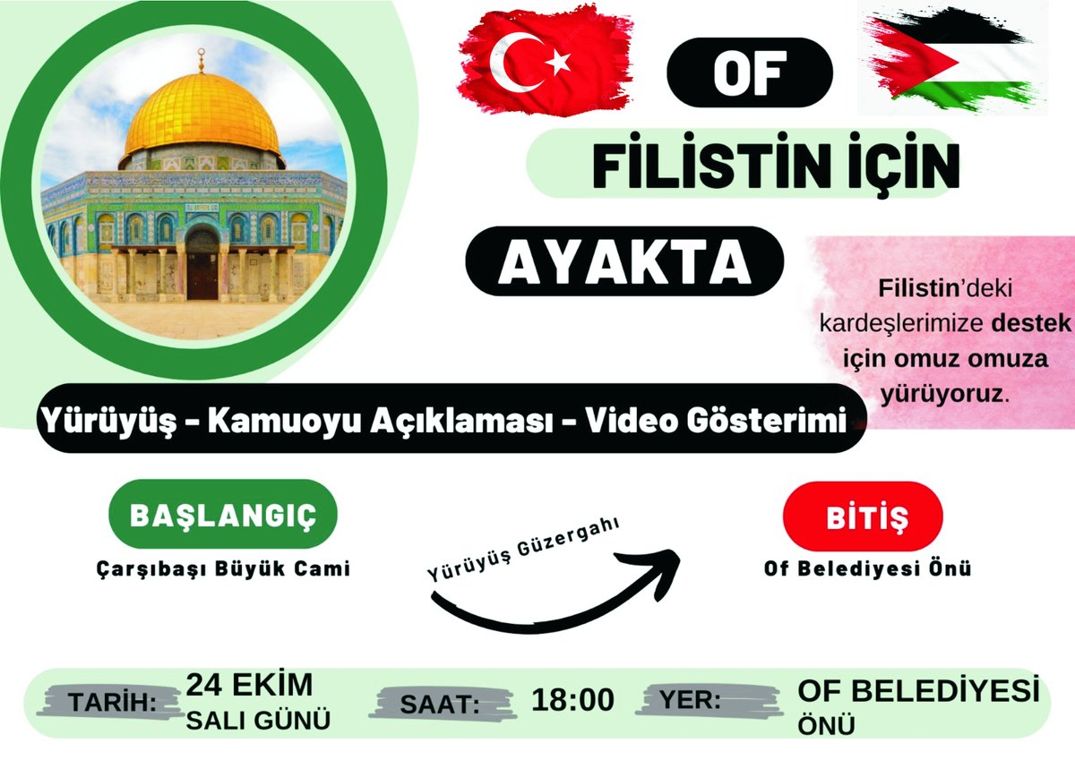 Of Filistin için ayağa kalkıyor... Tüm oflu hemşerilerimizi bekliyoruz...