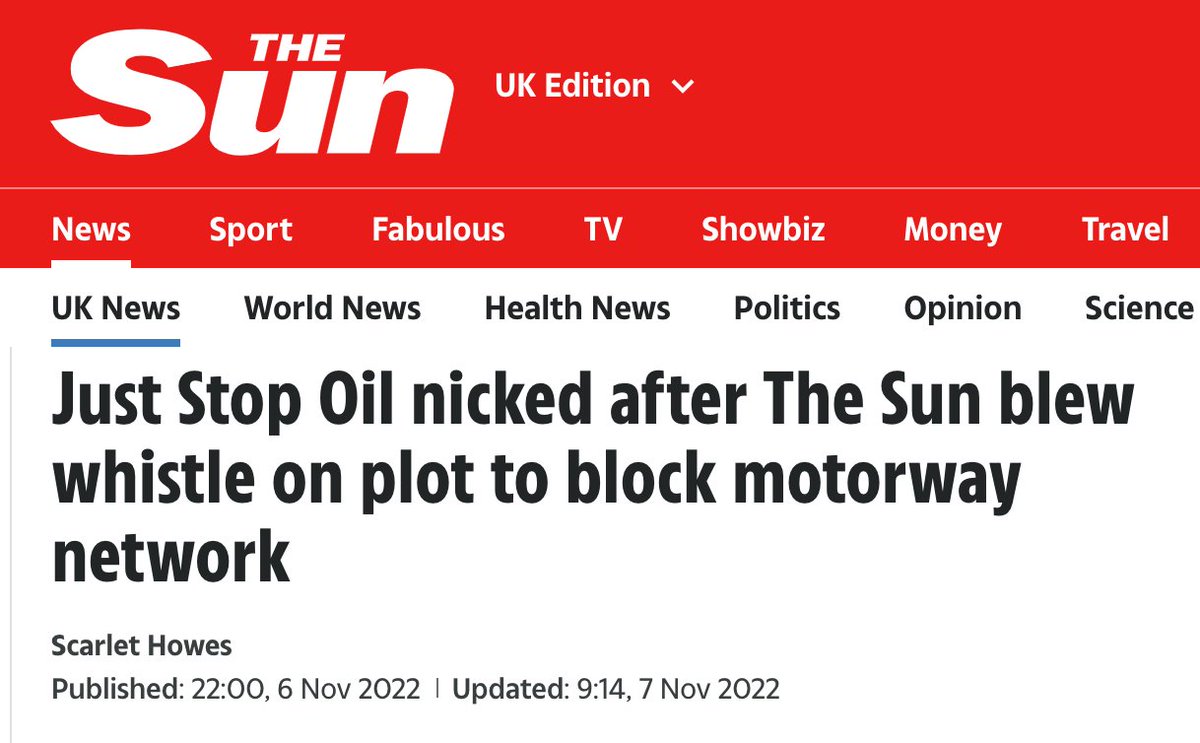 COLLUSION: Last November an undercover reporter @TheSun attended a Just Stop Oil meeting, recorded it, and then handed the tape to the @metpoliceuk. The Met then told the Home Office, who instructed National Highways to take out a High Court Injunction.