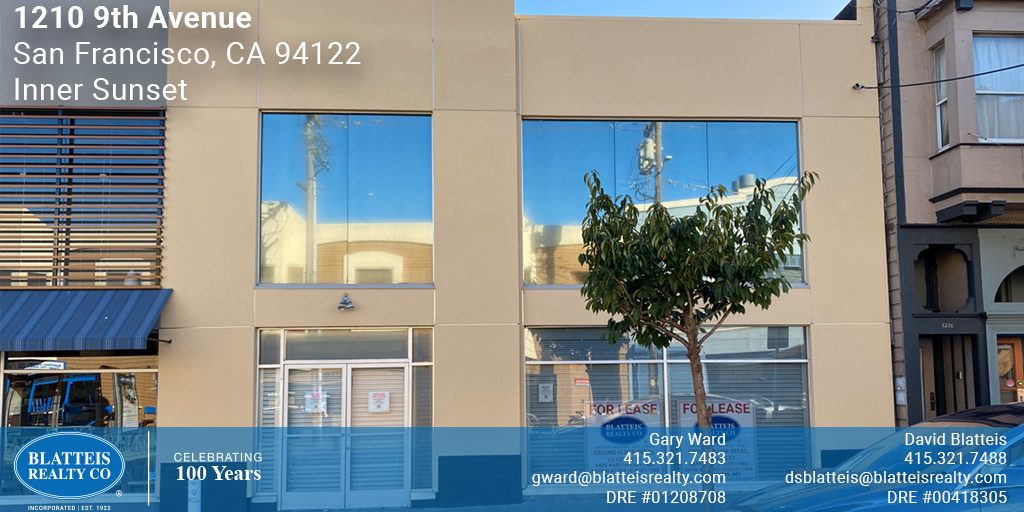 Premier Retail/Restaurant Space for Lease! Blatteis Realty is pleased to present the opportunity to lease 1210 9th Avenue. #forlease #retailspace #retail #innersunset #innersunsetdistrict #sanfrancisco #realestate #commercialrealestate #cre bit.ly/3Q6k0jv