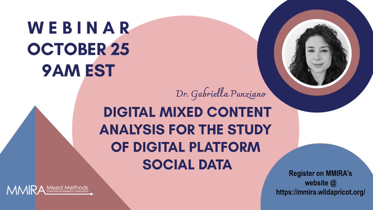 REMINDER MMR COLLEAGUES!! @MMIRAssociation is launching its first Fall Webinar to be facilitated by Dr. Gabrielle Punziano this Wednesday, Oct. 25, 9AM EST /US. See Flyer below.👇 It is FREE! 😎Visit our website mmira.wildapricot.org to register #mixedmethods #research