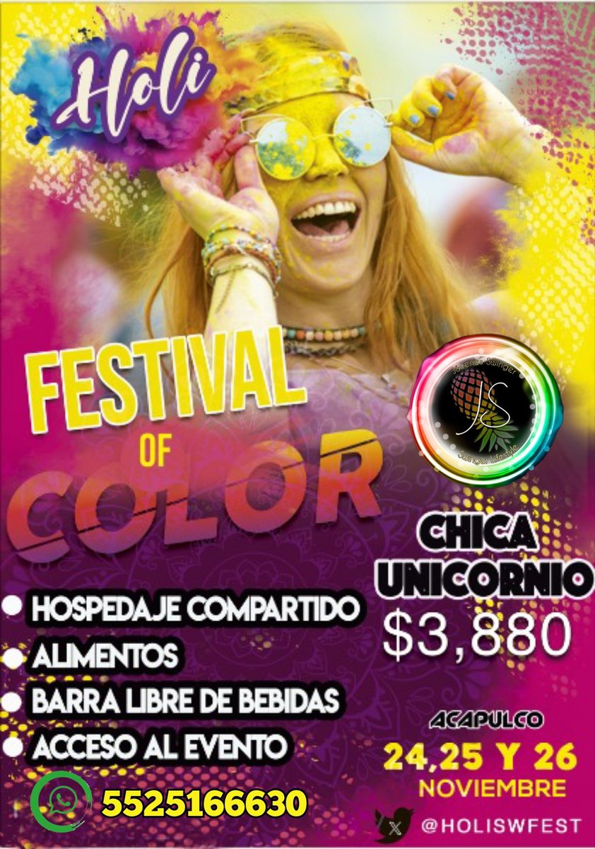 Youthswcdmx's tweet photo. Ya solo quedan 20 accesos más  para el "Holi Fest", la mejor fiesta de música electronica🎧 24,25 y 26 de Nov. #ElectronicaSw #JSW #JovenesSw

☀️ Acapulco,Gro. ⛱️

Hotel con 3 Albercas, Alimentos y Barra libre 
Reserva ya! Inf x MD

Patrocinadores 
@DivertidaNancy
@sxoponlesabor https://t.co/LWOs0BP7Eo