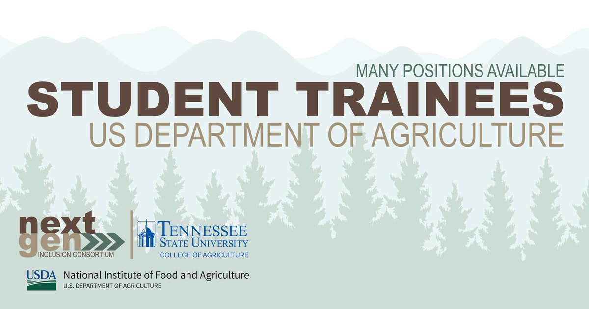 Calling all students!

The Department of Agriculture is currently recruiting Student Trainees for a variety of internships in multiple locations. Start applying at USAJOBS or the link below. #NIFAImpacts @USDA_NIFA 

usajobs.gov/Search/Results…