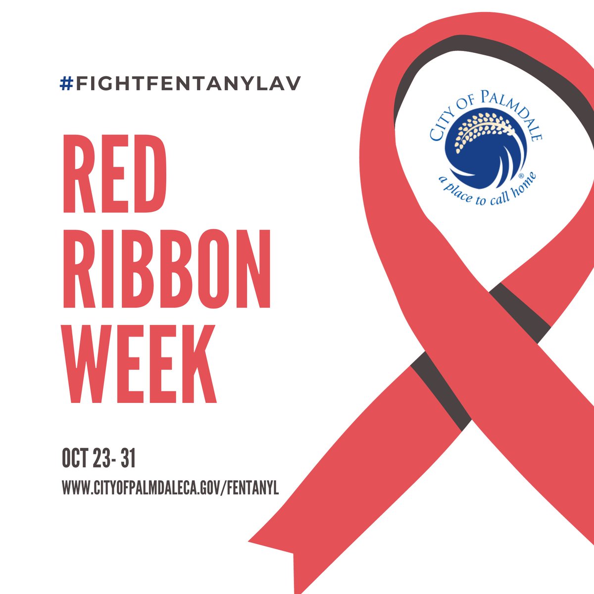 PalmdaleCity's tweet photo. Today marks the start of Red Ribbon Week! Don't forget to wear red in support🎗️
📅 Kickoff: 10/23, 5-7PM at Poncitlan Square
📅 Closing Event: 10/26, 4-8PM at Lancaster BLVD
Visit https://t.co/XwPIdB6DYI
or contact us at 661/267-5115.
#RedRibbonWeek #FightFentanylAV https://t.co/1G0uH0dsBi