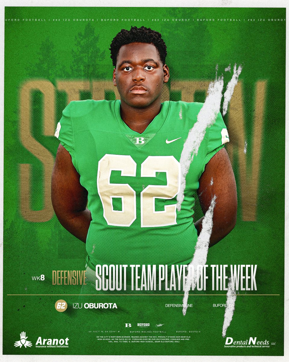 𝐖𝐞𝐞𝐤 8 𝐒𝐜𝐨𝐮𝐭 𝐓𝐞𝐚𝐦 𝐏𝐥𝐚𝐲𝐞𝐫𝐬 𝐨𝐟 𝐭𝐡𝐞 𝐖𝐞𝐞𝐤 🏈

Offense - <a href="/ian_chafin/">Ian Chafin⚡️</a> 
Defense - Izu Oburota  

#Gloryland | #AppEra