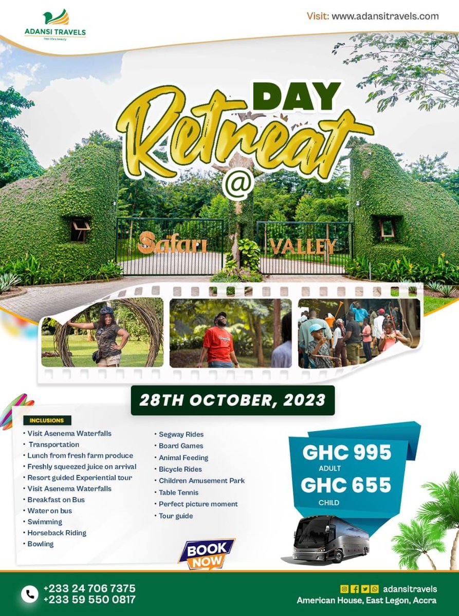 Join the 'Do not Disturb' group for this weekend. 

A retreat to one of the sought-after destinations in Ghana🇬🇭, to unwind without disturbance.

☎024 706 7375 

#adansitravels #travel #promoteghana #ghana🇬🇭 #madeinghana #visitghana #ghanatourism #decemberinghana #diaspora