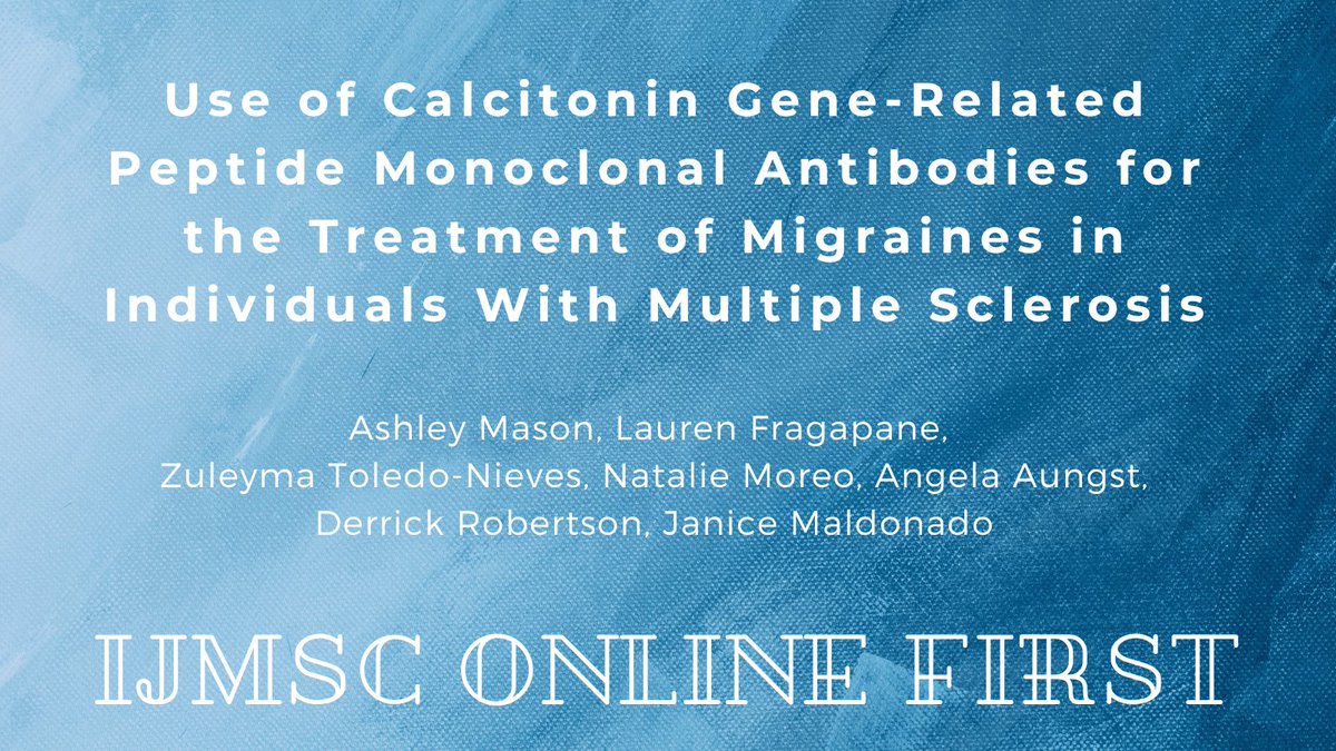 Better care for individuals with #migraine &amp; #MS! 
Study shows that #CGRP #monoclonal #antibodies⬇️ migraine frequency in individuals w/ comorbid #MultipleSclerosis &amp; are safe, w/o worsening MS symptoms. <a href="/LMFneuro/">Lauren Fragapane, MD</a> <a href="/usfneurons/">University of South Florida Neurology Residency</a> <a href="/USFHealthMed/">USF Health Medicine</a> 
doi.org/10.7224/1537-2…