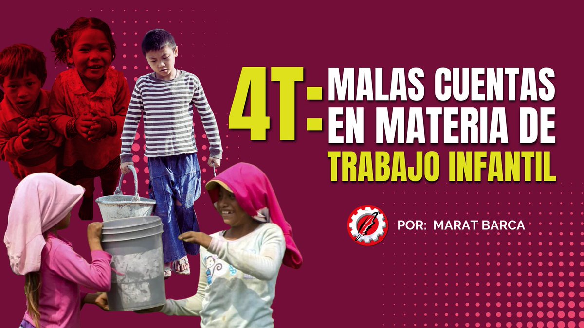 En 2022, la #EncuestaNacional de #TrabajoInfantil reveló que 3.7 mill de #niños en #México están trabajando. Esto destaca la necesidad de enfrentar el trabajo #infantil, no solo como un problema de #familias, sino como un #desafíosocial...

Artículo 👇👇
☑️elinformadorobreromx.blogspot.com/2023/10/la-4t-…