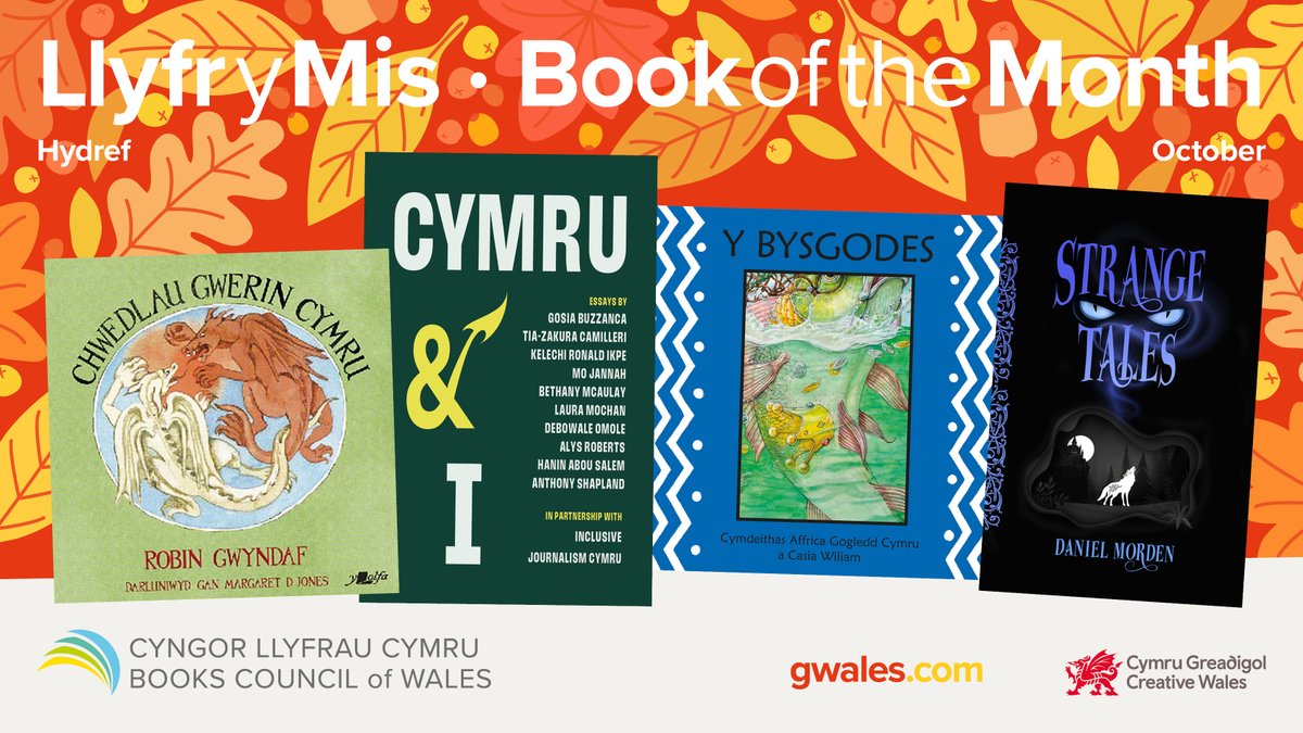 ❤️reading? Love our October Books of the Month.

🔹Chwedlau Gwerin Cymru - Robin Gwyndaf &amp; Margaret D Jones
🔹Cymru &amp; I -  In partnership with Inclusive Journalism Cymru
🔹Y Bysgodes - North Wales Africa Society &amp; Casia Wiliam
🔹Strange Tales - Daniel Morden

#ChooseBookshops