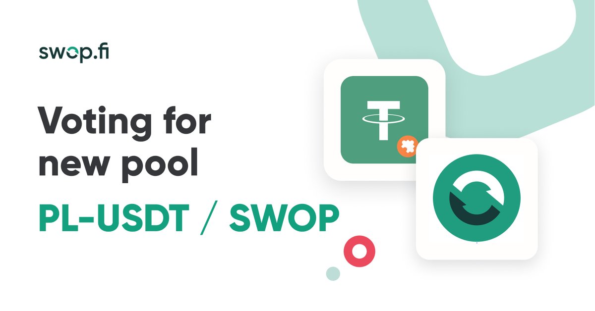 🗳️ Vote now to support adding the PL-USDT - $SWOP pool on Swop.fi! Have your say here👉bit.ly/3Sb4juf