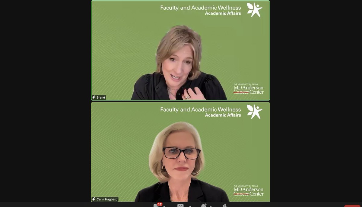 Just attended an amazing Zoom meeting hosted by <a href="/MDAndersonNews/">MD Anderson Cancer Center</a> on leadership and team building with two remarkable individuals: Drs. <a href="/BreneBrown/">Brené Brown</a> and  <a href="/CarinHagberg/">Carin Hagberg, MD</a>!

Three high-impact concepts I took away:
1️⃣ Embrace Vulnerability 
2️⃣ Practice Self-awareness
3️⃣ Dare to Lead