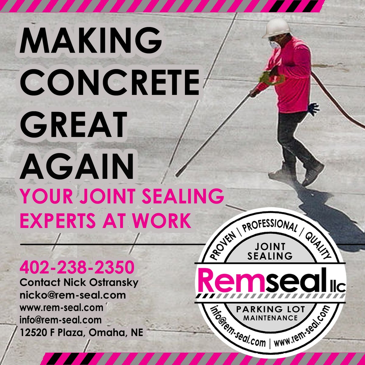 Your joint sealing experts at work, ensuring concrete stands the test of time with proven, quality, and professional results. #Omaha #Nebraska #Construction #Concrete