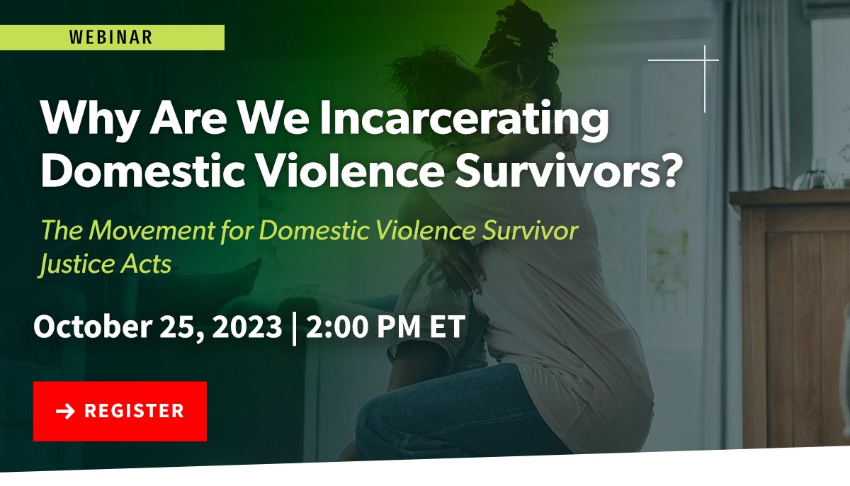 Join us for a webinar highlighting how the growth of mass incarceration drives the criminalization of survivors of domestic violence. 

📅 Oct. 25, 2023 
🕑 2PM ET

Register: bit.ly/3tGt7jx