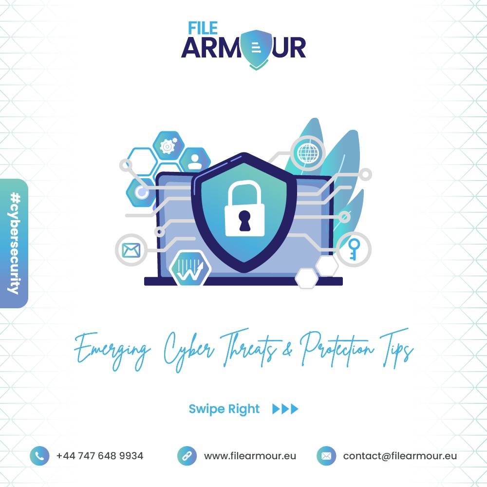 FileArmour's tweet photo. Emerging Cyber Threats &amp; Protection Tips:

1. Ransomware Evolution

2. AI-Enhanced Attacks

3. Supply Chain Risks

4. Zero-Day Vulnerabilities

5. IoT Vulnerabilities

6. Multi-Factor Authentication (MFA)
#filearmour #security #filesharing #CyberSecurity #protectiontips #datasave https://t.co/1OQtFy3Fdt