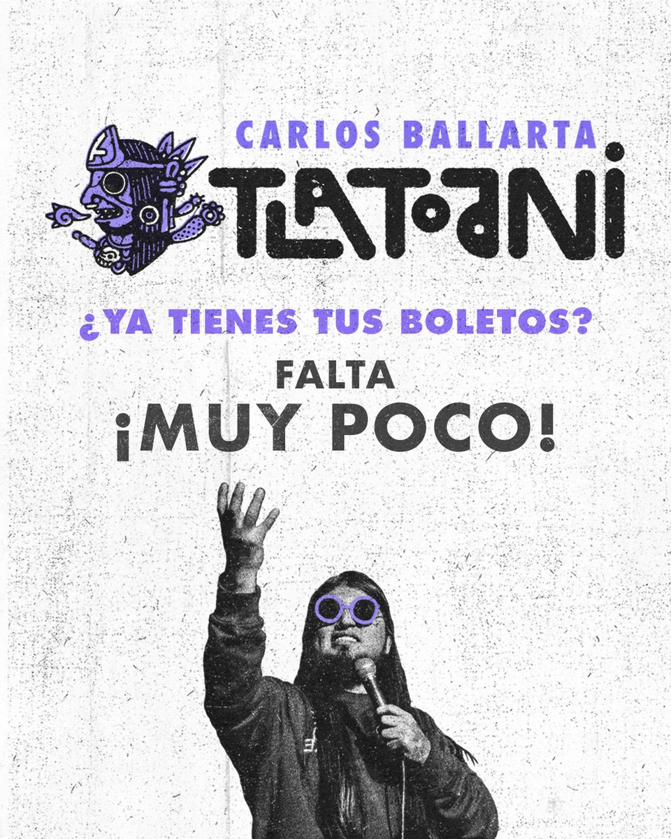 esFarandulaLive's tweet photo. ¡Asegura hoy tus boletos!

🟣 La cita con Carlos Ballarta y su nuevo show "Tlatoani" es el 11 de noviembre (7 pm), en el Salón de Exposiciones del Zoo La Aurora 🇬🇹

🎟️ Boletos en https://t.co/dCQxC5NMhX https://t.co/y1qZqNyM6v