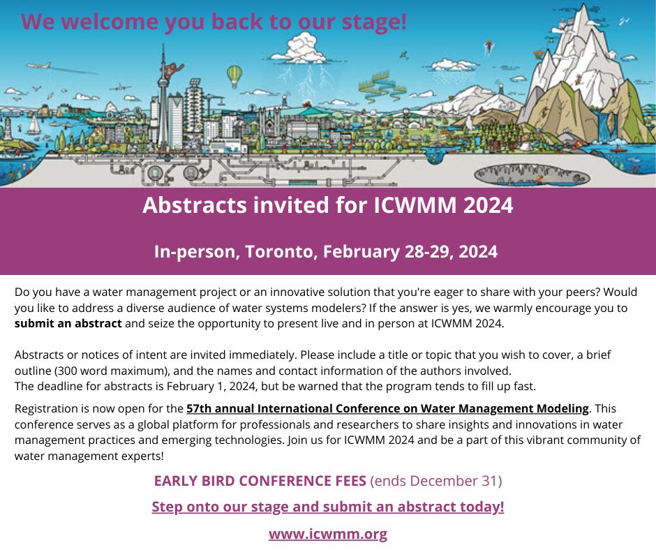 ICWMM 2024 is back in person Feb 28-29, 2024, at the Westin Toronto Airport. We are currently accepting abstracts for presentation (deadline is Feb 1, 2024). Visit our website to learn more and submit your abstract today. icwmm.org