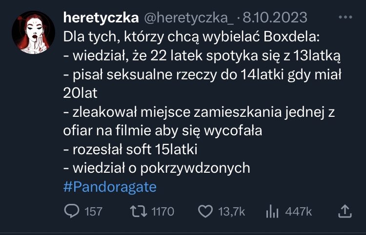 adaskropka's tweet photo. Cały czas podczas filmu Boxdela miałem przed oczami wpis @heretyczka_, zero wyjaśnień, za to serial będzie robił wykorzystując #Pandoragate XD

Burza przeczekana, po 2tyg ucina sprawę i rozkminia odbudowę wizerunku poprzez np. edgy content aferkowy. Internet to pojebane miejsce. https://t.co/Xh1s0Evbv0