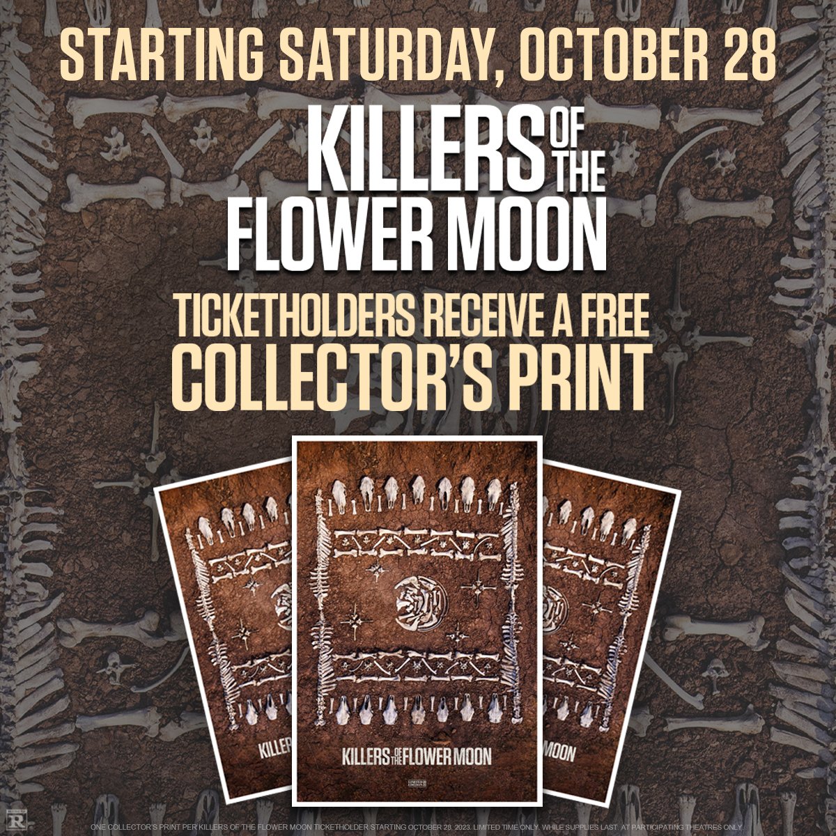 KILLERS OF THE FLOWER MOON is in Metropolitan Theatres! FREE Collector's Print beginning Saturday 10/28 to the first 100 ticket holders at participating theatres while supplies last.
For tickets, visit: metrotheatres.com &amp; the Metropolitan Theatres mobile app.