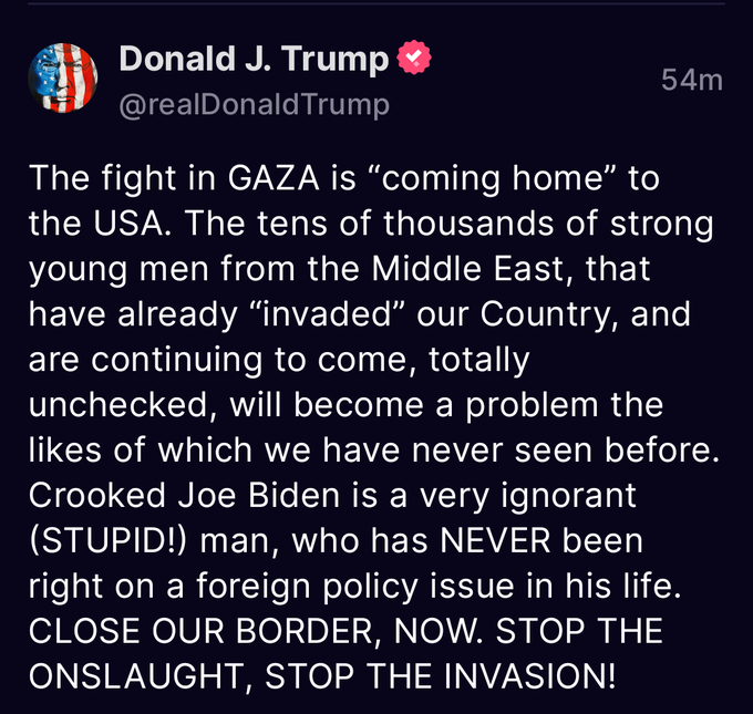 Recent #Trump News.

#Gaza #MiddleEastConflict #CloseBorder #CrookedBiden