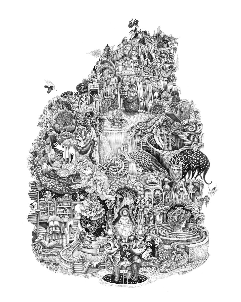 Have you seen the incredible artwork for our exhibition, Fantasy: Realms of Imagination? Created by hand by illustrator Sveta Dorosheva, this artwork features over 65 references to the fantasy genre – which characters can you spot?