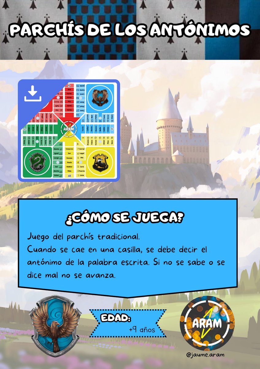 PARCHÍS DE LOS ANTÓNIMOS 🔵🟡🟢🔴
Autor: @LeagueOfARAM 
Enlace: drive.google.com/file/d/1eGxq4k…