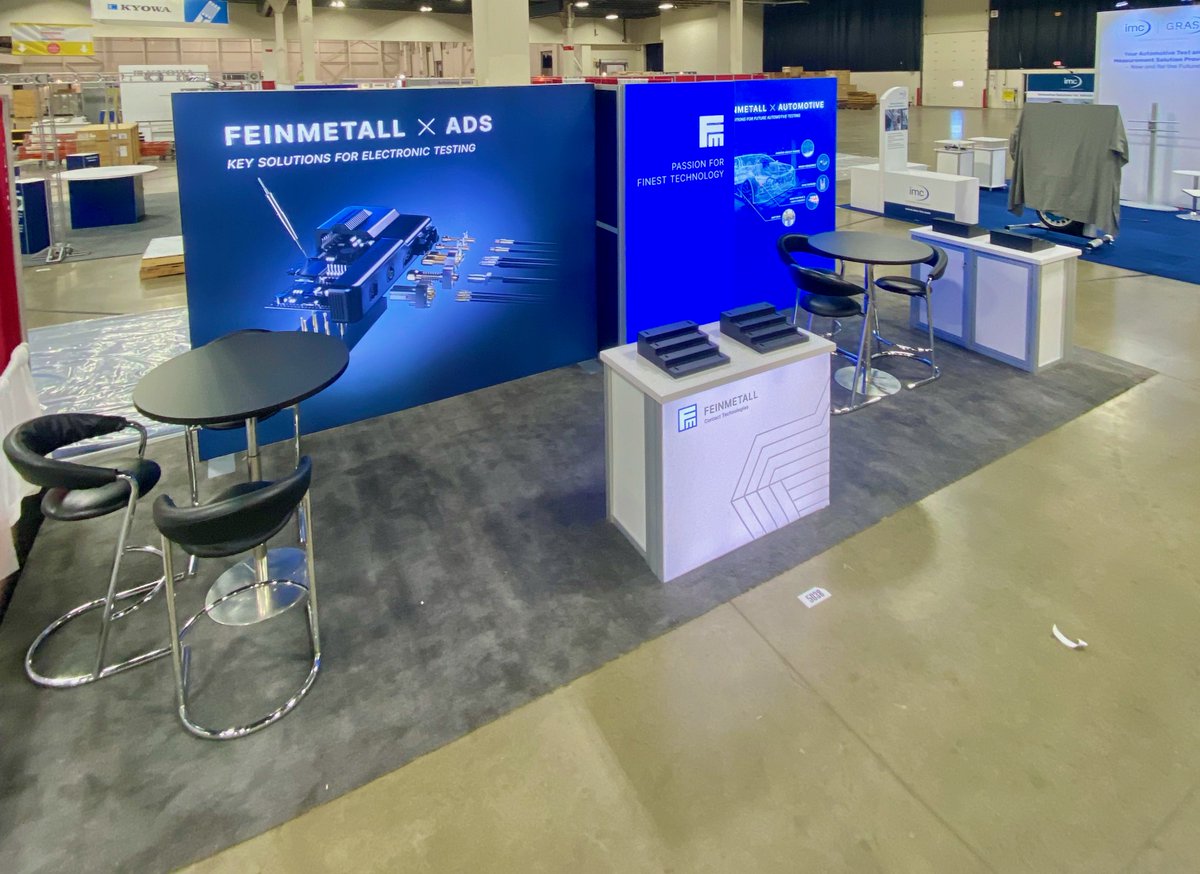 zapcreative's tweet photo. Feinmetall is set and show-ready at Automotive Testing Expo #AutoTestNovi #tradeshow #lightbox #backlitcounter #showservices https://t.co/R9famEuyWR
